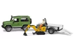 Igrača Land Rover s prikolico in mini bagrom JCB