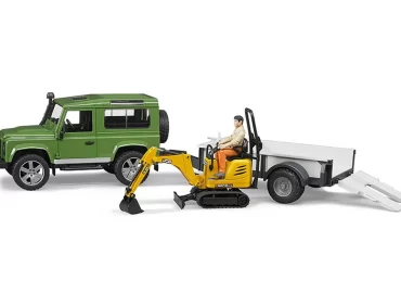 Igrača Land Rover s prikolico in mini bagrom JCB