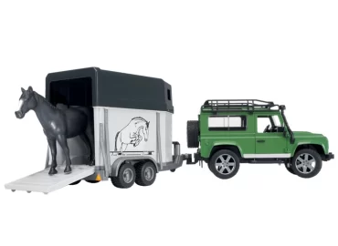 Igrača Land Rover s prikolico in konjem Bruder